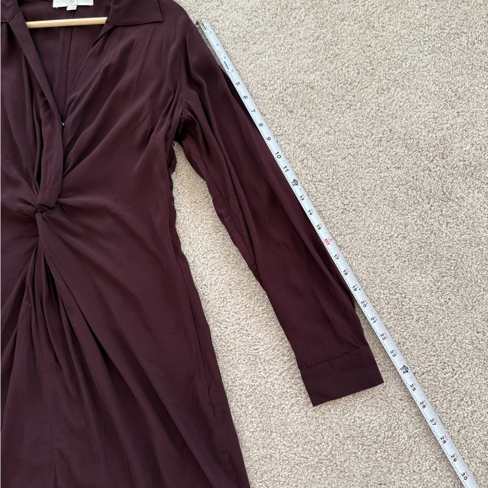 LOFT Deep Burgundy Twist Front Shirt Dress (6) - Picture 5 of 9